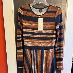 Striped Long Sleeve Maxi Dress S